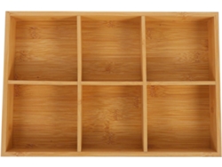 Bandeja De Bambú De 6 Compartimentos Para Niños, Niñas Y Artistas – Madera Natural – Organizador