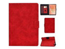 Funda para tableta A5 con textura de piel de vacuno y ranura para tarjetas, color rojo, para Amazon Fire HD de 10 pulgadas (2023)