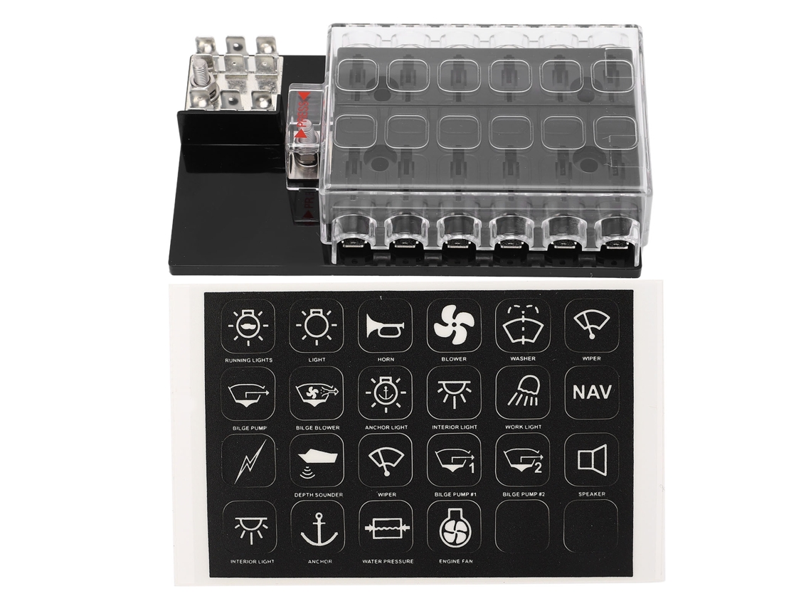 Caja De Fusibles De Hoja Automotriz 12 Vías, Carcasa Impermeable Abs, Portafusibles Para Coche 12‑36vdc