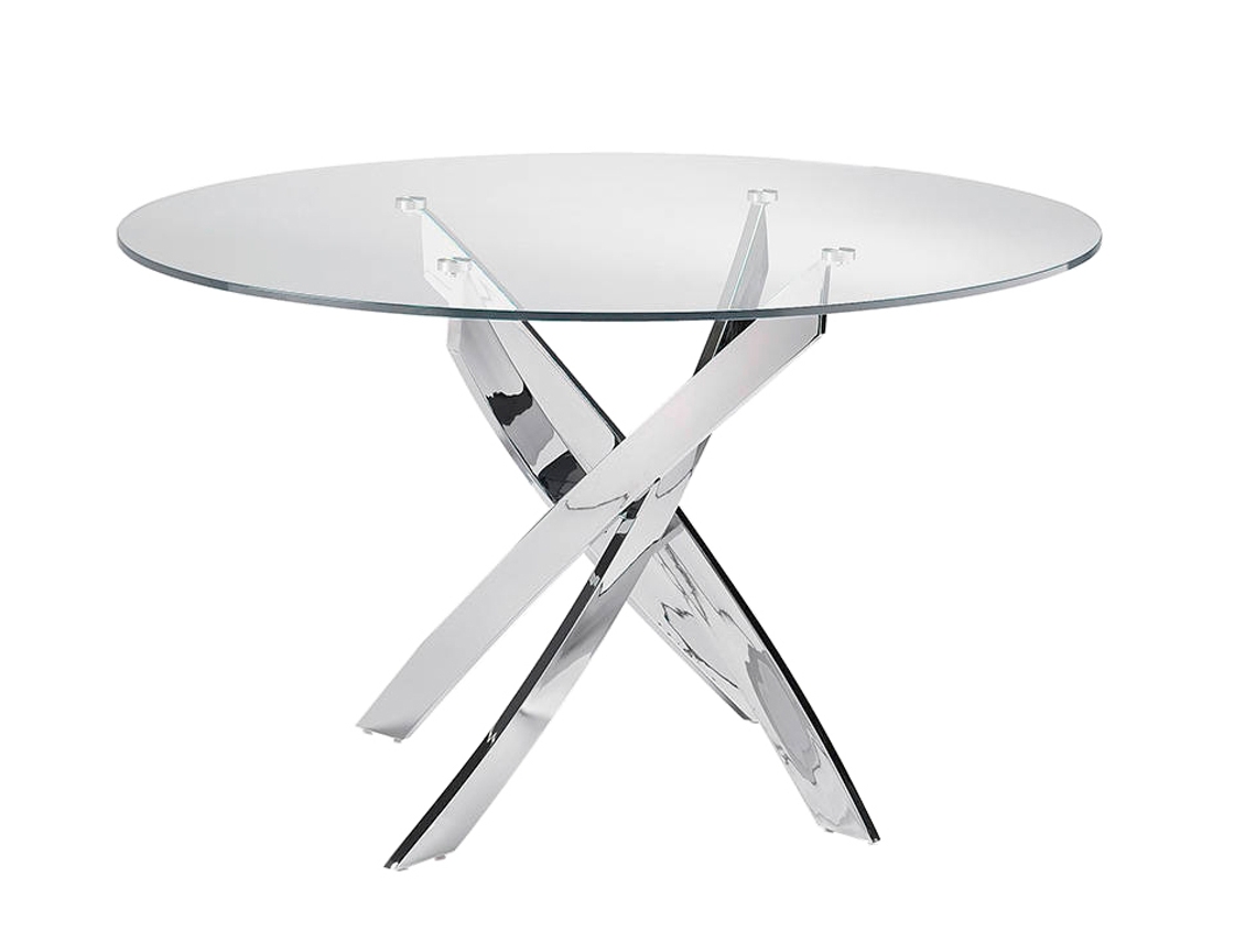 Mesa de Comedor ANGEL CERDÁ. 1061 (Marrón - Acero inoxidable, Vidrio - Ø130 x 75 cm)