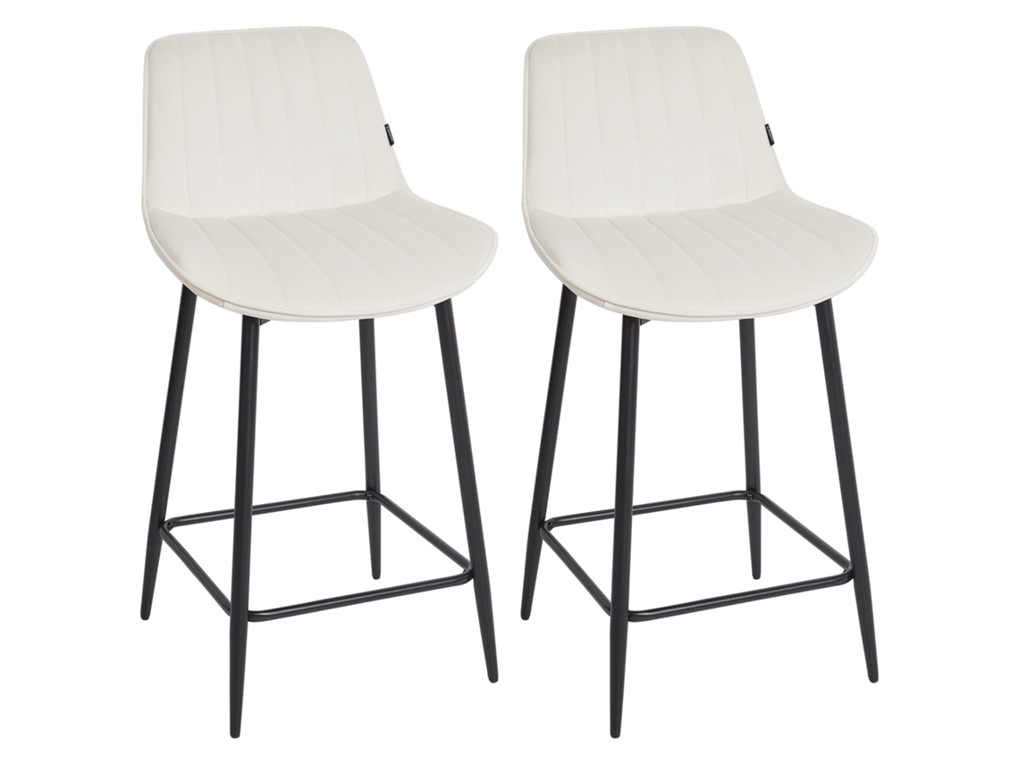 Conjunto de 2 cadeiras de bar BELIANI Dubrovnik de Veludo Creme 49x52x94