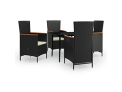 Maison Exclusive - Juego de comedor de jardín de 5 piezas con cojines, negro