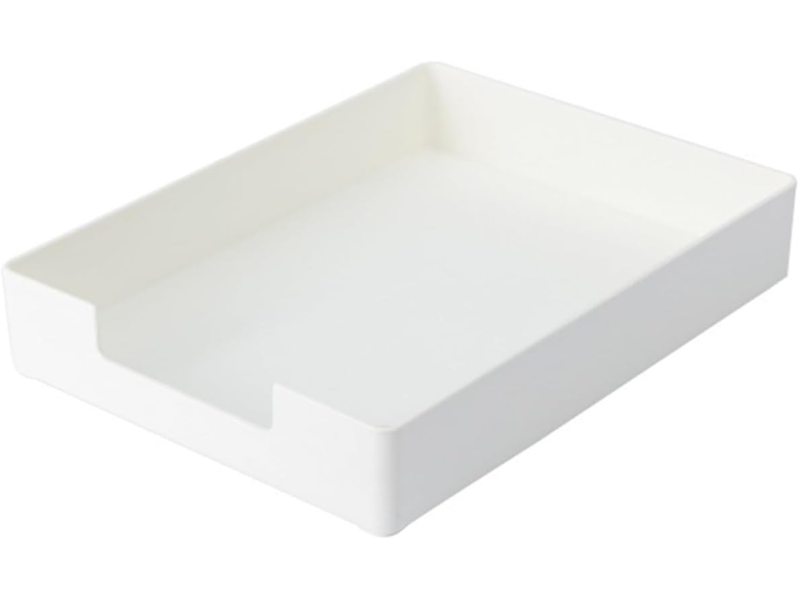 Organizador de escritorio de polipropileno blanco, práctico para mantener las cosas organizadas.