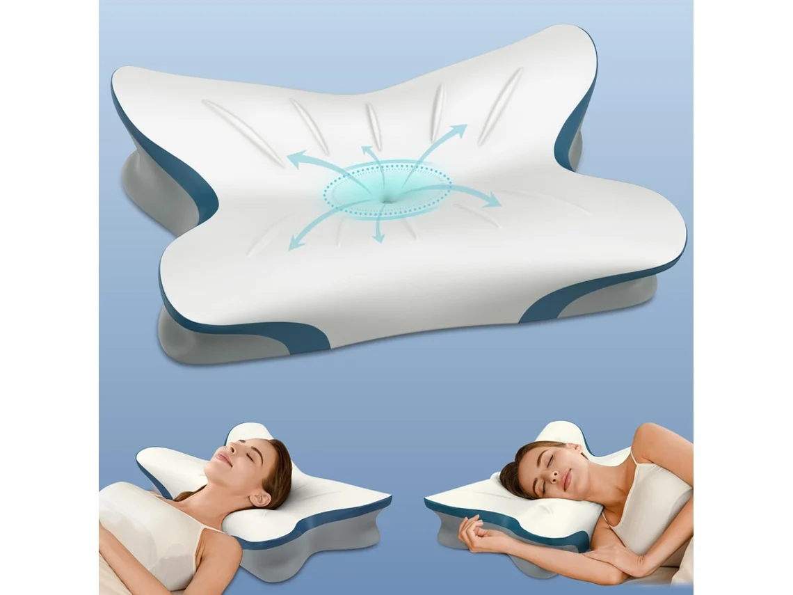 Almohada Cervical - Almohada Ergonómica Para El Cuello Para Dormir Almohadas De Espuma Viscoelástica Con Contorno Para Soporte Cervical