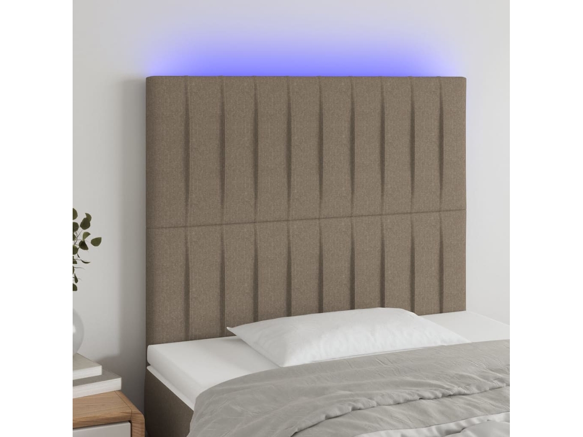 Cabecero Con Luces Led Tela Gris Taupe 80x5x118/128 Cm