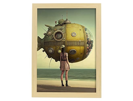 NACNIC Poster Submarino En Estilo Surrealismo Cinematográfico Ilustraciones Y Grabados De Historieta Abstracta Y Artística A3 Marcos Madera