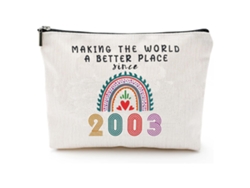 Nécessaire Aniversário, Premium De Mujer Primera Diseño Creativo Regalo Maquillaje Viaje Lavable Lino (25x17cm/25x17cmpolegadas)