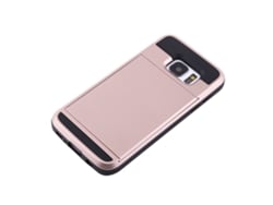 Slim Slide Card Holder Funda Protectora Antichoque Para Samsung S7 Rosa Dorado