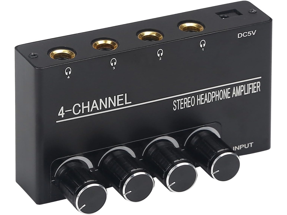 Amplificador De Auriculares Estéreo Compacto Para Auriculares De Audio De 4 Canales Con Conector De 6,35 Mm.