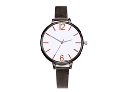 Reloj Analógico De Cuarzo Para Mujer Con Brazalete De Acero, Estilo Sencillo, Casual Y Formal, Color Negro.