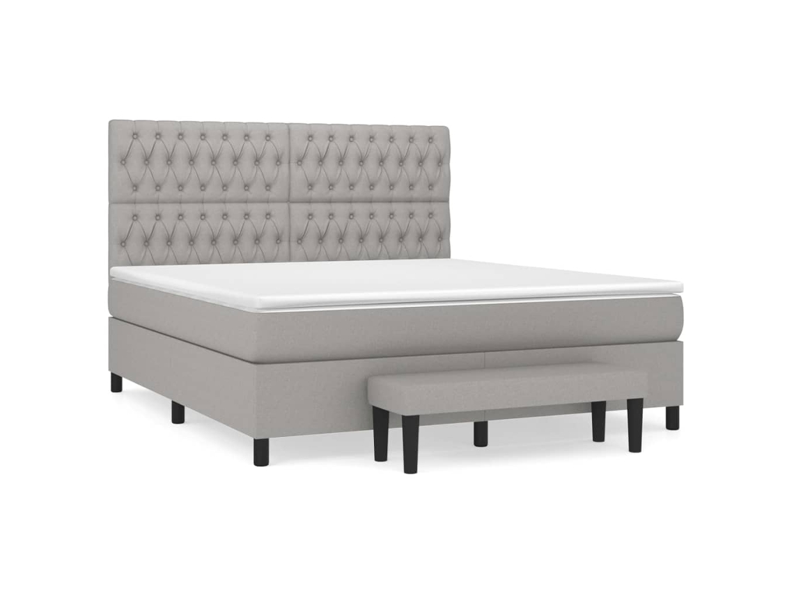 Maison Exclusive - Cama Box Spring Con Colchón Tela Gris Claro 180x200 Cm