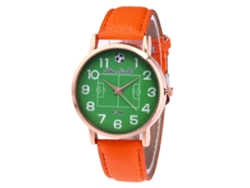 Reloj De Cuero Lichee Unisex Impermeable De Cuarzo Con Correa Naranja