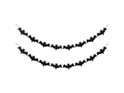 Guirnalda De Murciélagos Con Purpurina - Decoración De Halloween (2 Piezas) Negra