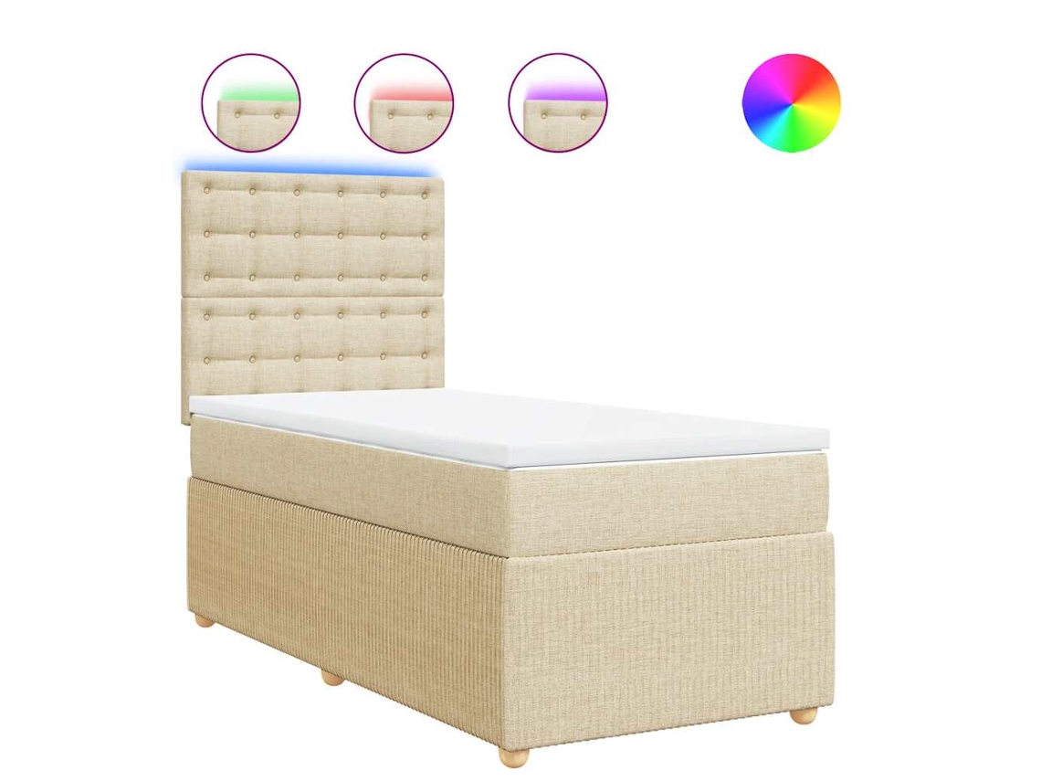 Maison Exclusive - Cama Box Spring Con Colchón Tela Color Crema 80x200 Cm