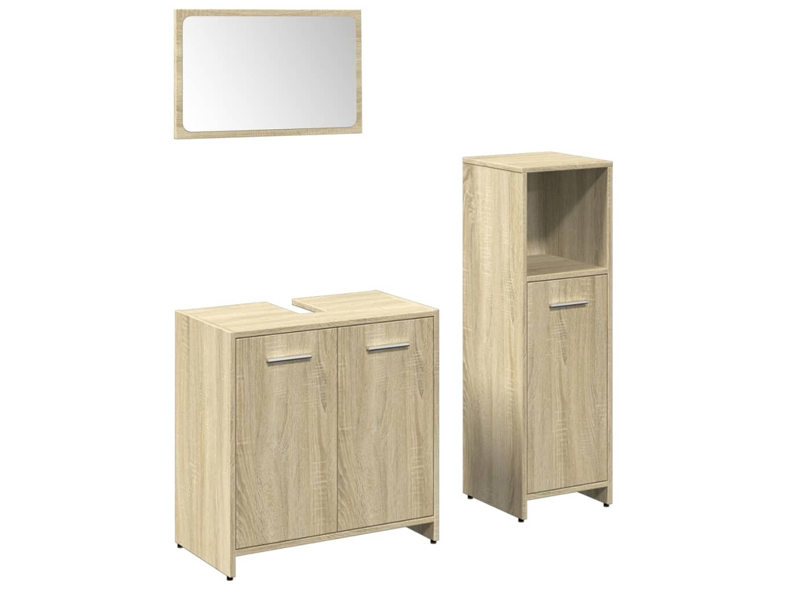 Conjunto de 3 piezas de muebles de baño fabricados en madera de roble, Sonoma EXCLUSIVA MAISON