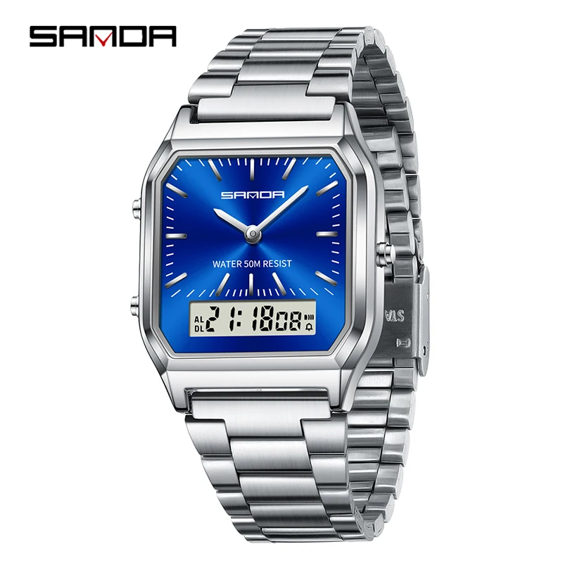 Reloj Deportivo Digital Led Unisex, Diseño De Doble Pantalla, Reloj De Pulsera De Cuarzo Resistente Al Agua.