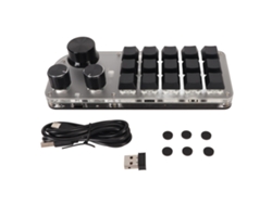 Teclado Mini 15 Teclas Com 3 Botões Programável Diy Conexões Type C Bluetooth 2.4g Switch Azul