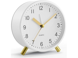 Reloj Blanco Metal Silencioso Redondo C  Luz Nocturna A Pila Para Oficina Dormitorio Mayores Regalo Escuela