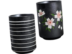 Conjunto De 2 Xícaras De Chá Vintage Japonesas Em Cerâmica Bruta, 300ml