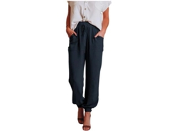 2026-pantalones Jogger Sueltos Para Mujer Con Cintura Elástica Y Cordón, Bolsillos Y Tejido Transpirable M Azul Marino