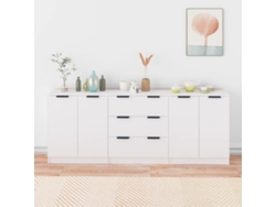 Pack 3 Uds Aparador | Mueble De Comedor | Buffet De Madera Contrachapada Blanco Wsd864600