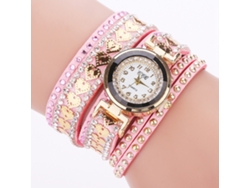 Reloj De Pulsera Zhoulianfa Para Mujer Con Correa De Pu Con Estampado Floral Y Movimiento De Cuarzo (rosa Y Rojo).