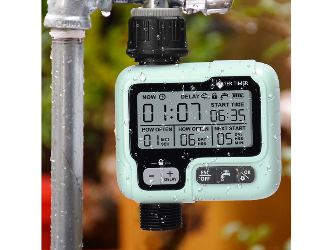 Controlador De Riego Automático Inteligente Ipx5 Con Bloqueo Infantil Para Manguera De 3/4 De Pulgada.