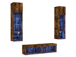 Maison Exclusive - Muebles Tv Pared Con Led 6 Pzas Madera Ingeniería Roble Ahumado