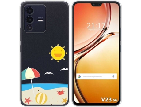 Carcasa para Vivo V23 5G TUMUNDOSMARTPHONE Dibujos Transparente Playa Multicolor