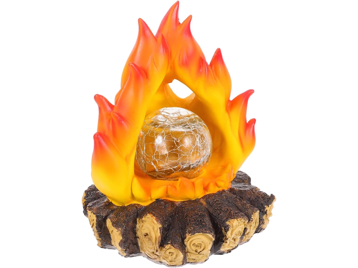 Chimenea Solar Led De Resina Para Fiestas