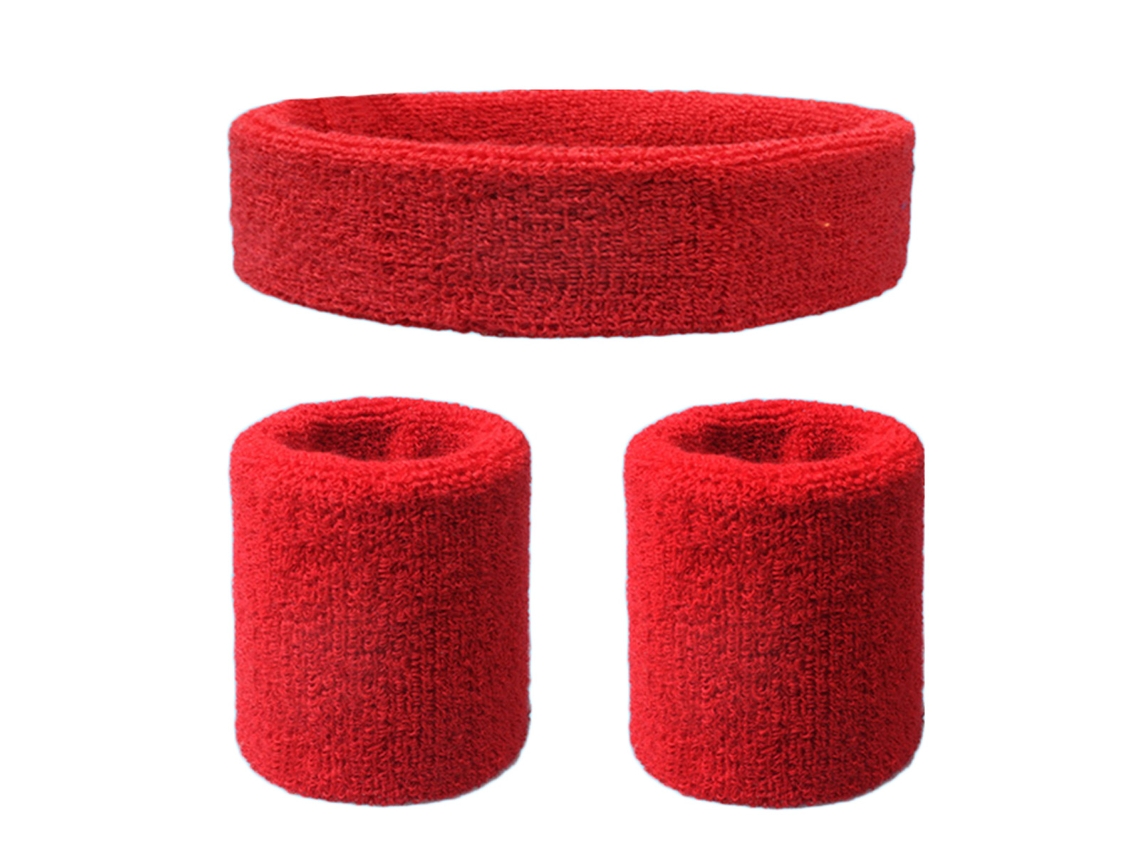 Diadema y 2 muñequeras elásticas, banda para el sudor antideslizante, banda de soporte para la muñeca para correr, fútbol y tenis