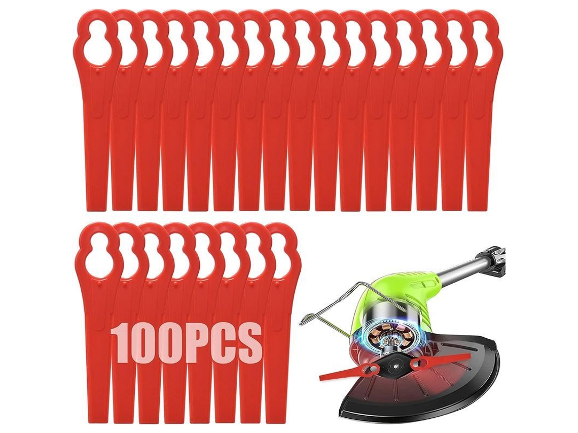 Cuchillas de plástico Linjou para cortacésped, 100 unidades, 83 mm, para cortacésped inalámbrico.