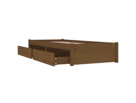 vidaXL Estructura de cama con cajones 90x190 cm marrón miel