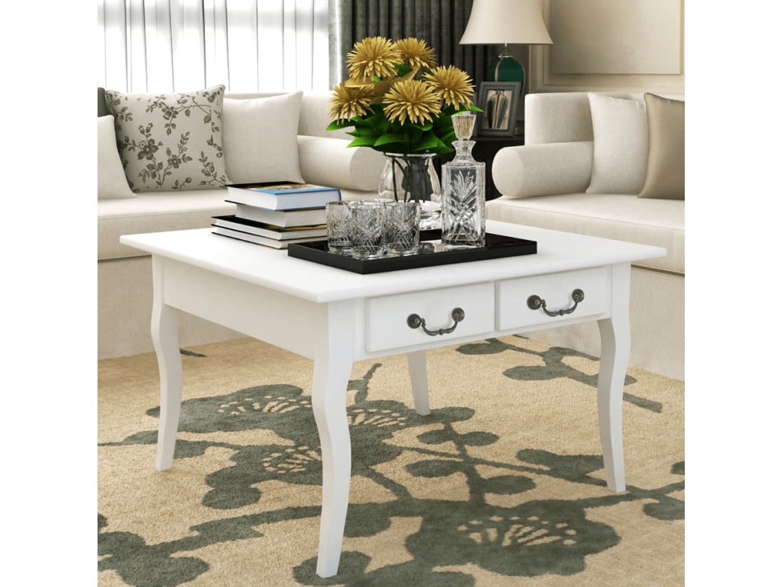 Mesa De Centro Con 4 Cajones Blanco