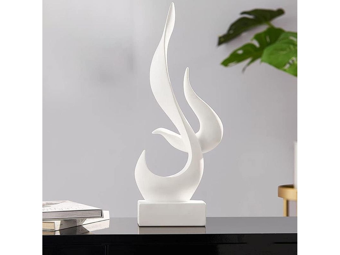 Estatua minimalista de resina Linjou, escultura abstracta, elegante decoración de mesa blanca.