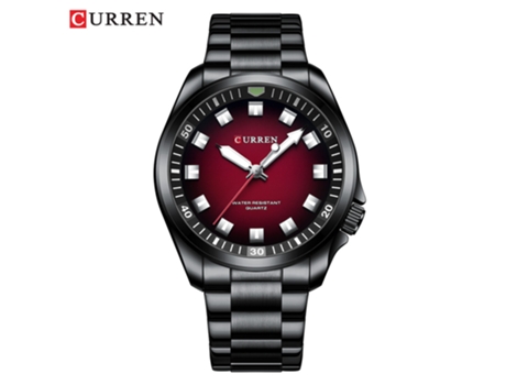 Relojes de moda para hombre, relojes de pulsera con correa, reloj de negocios de cuarzo a prueba de agua para hombre, carcasa negra y roja LUUCOZK