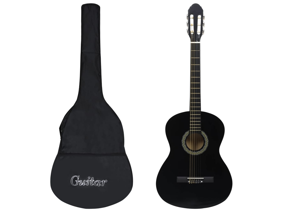 vidaXL Guitarra clásica para principiantes con funda negro 4/4 39"