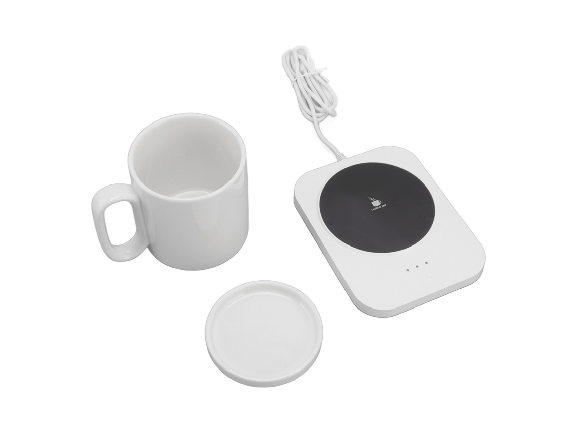 Calentador De Tazas Usb Inteligente De 3 Velocidades Con Base Calefactora Para Café Y Leche, Aislamiento Blanco.