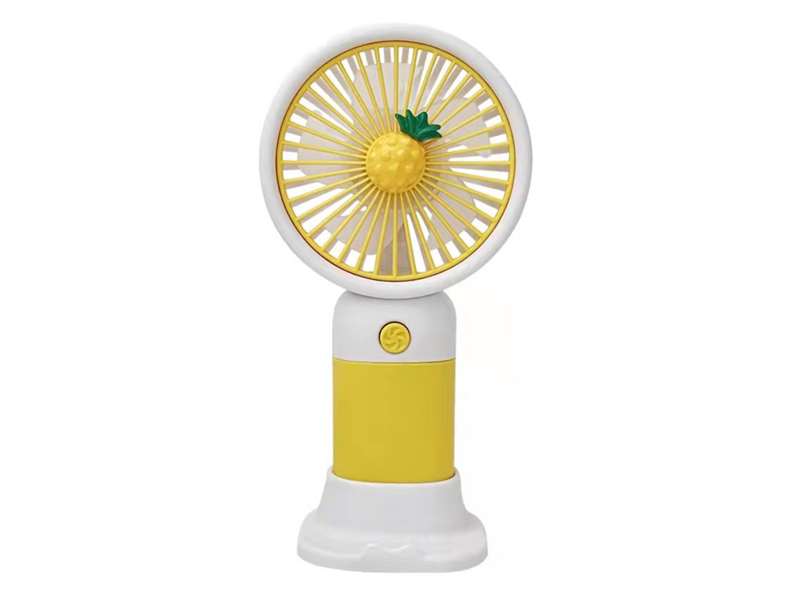 Ventilador portátil amarillo piña, recargable y silencioso