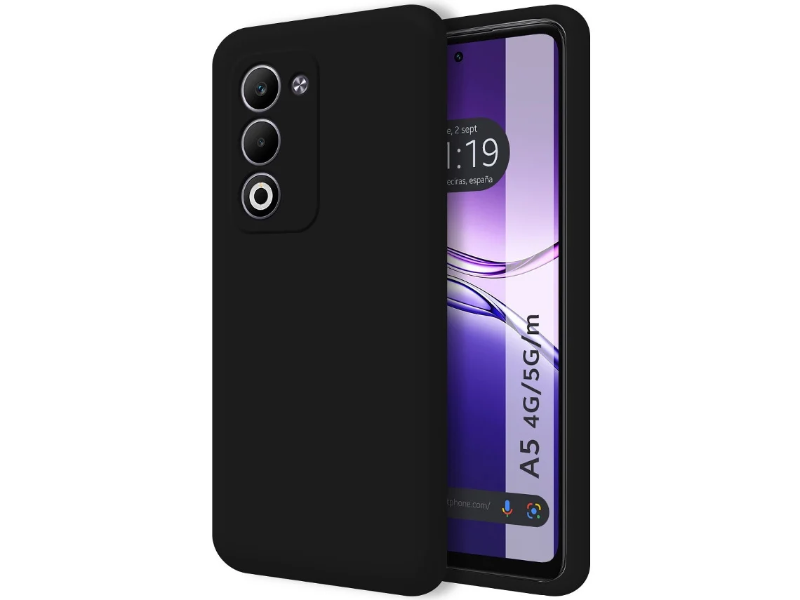 Funda Silicona Líquida Ultra Suave Para Oppo A5m / A5 4g / 5g Color Negra