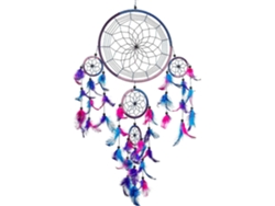 Rebe-atrapasueños Grande Azul Real Rosa Morado 22x60cm Artesanal Ético Decoración Bohemia Energía Positiva
