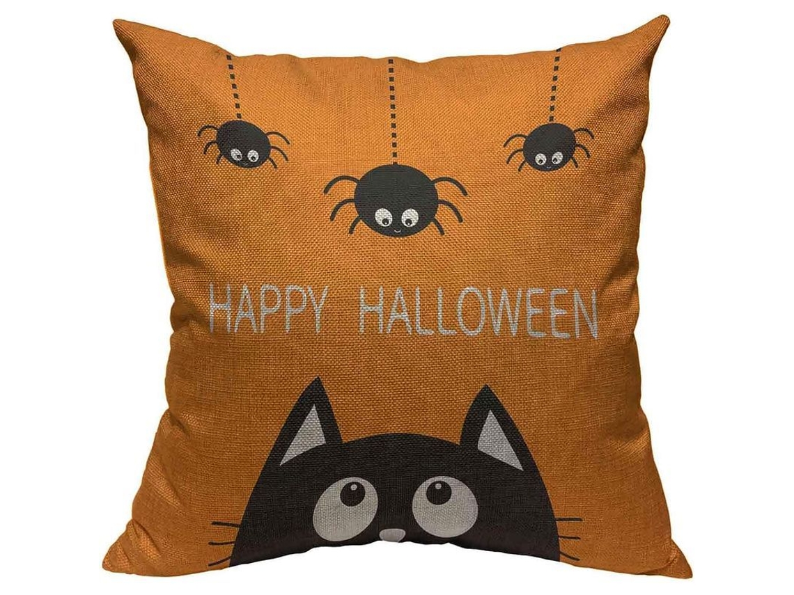 2026-funda De Almohada De Halloween Araña Naranja Moderna Para Hogar 45x45 Decoración Suave Lavable