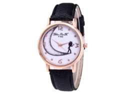 Reloj De Mujer Zhoulianfa De Cuero Pu Dial Redondo De Cuarzo Negro