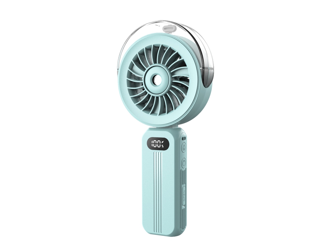 Ventoinha Portátil Dobrável Com Spray, Recarregável, 4 Velocidades, Azul Claro Gertiz