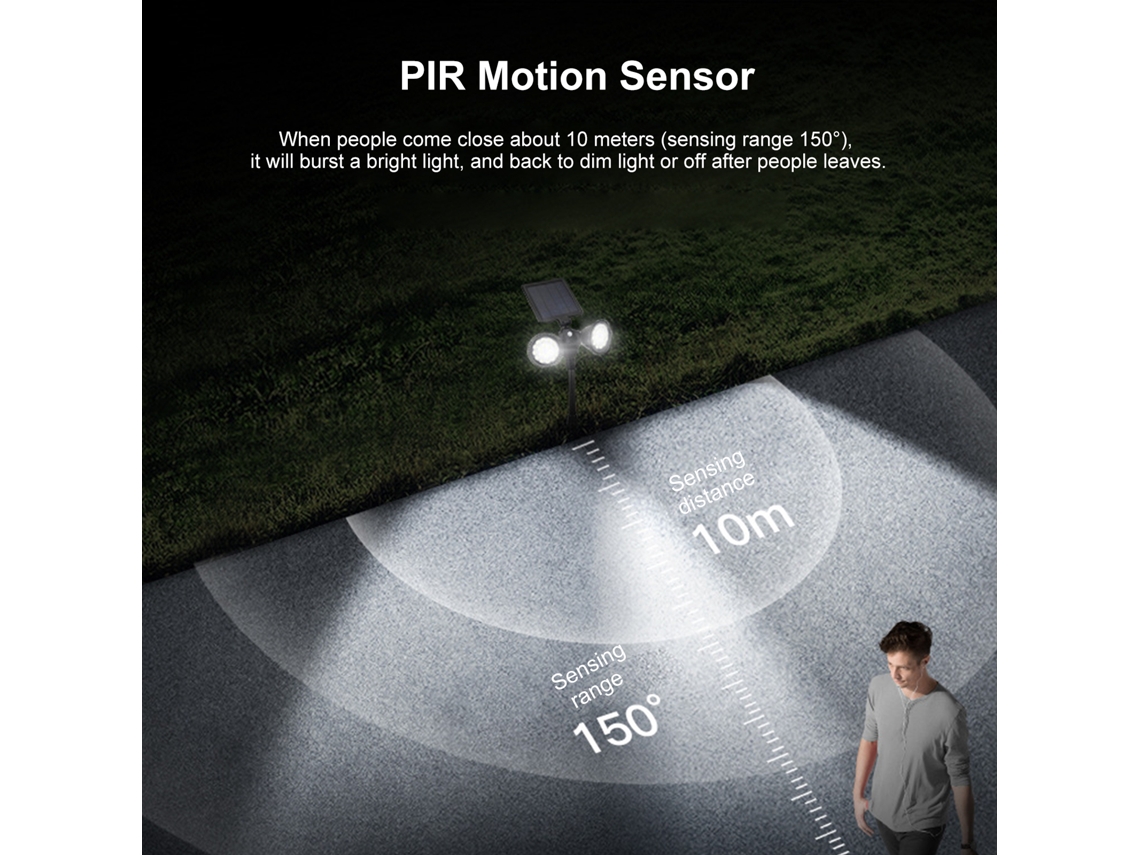 2026-lámpara Solar Para Jardín Exterior Con Sensor De Movimiento Pir Ip65 Impermeable Para Patio, Jardín Y Cerca