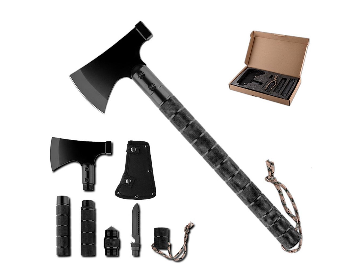 Hacha Plegable Portátil Para Camping Con Funda Y Accesorios: Kit Multifuncional Para Acampar, Hacer Senderismo Y Excursionismo.
