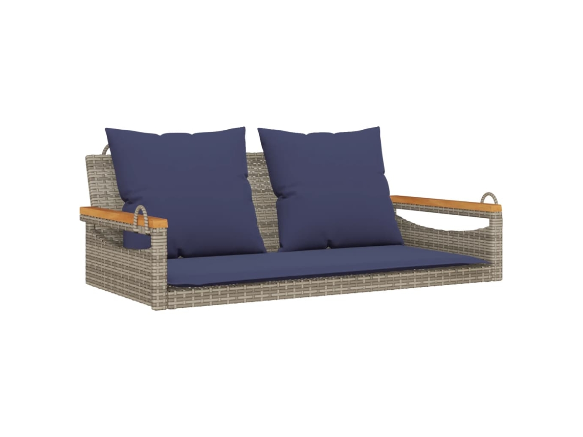 Maison Exclusive - Banco columpio con cojines 109x62x40 cm Patas de mimbre gris