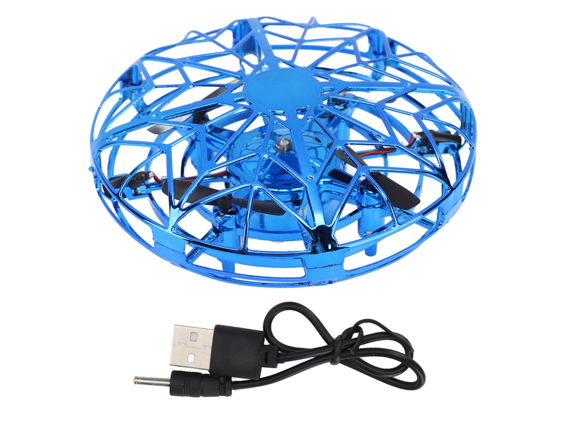 Mini Dron Ovni Para Niños, Pelota Voladora Con Sensor De Movimiento Y Luz Led Azul Y Dorada.