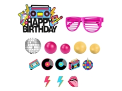 19 piezas de decoraciones retro de hip hop para tartas, decoración de cumpleaños, decoración temática de los años 80 y 90, ideal para fanáticos de la música.