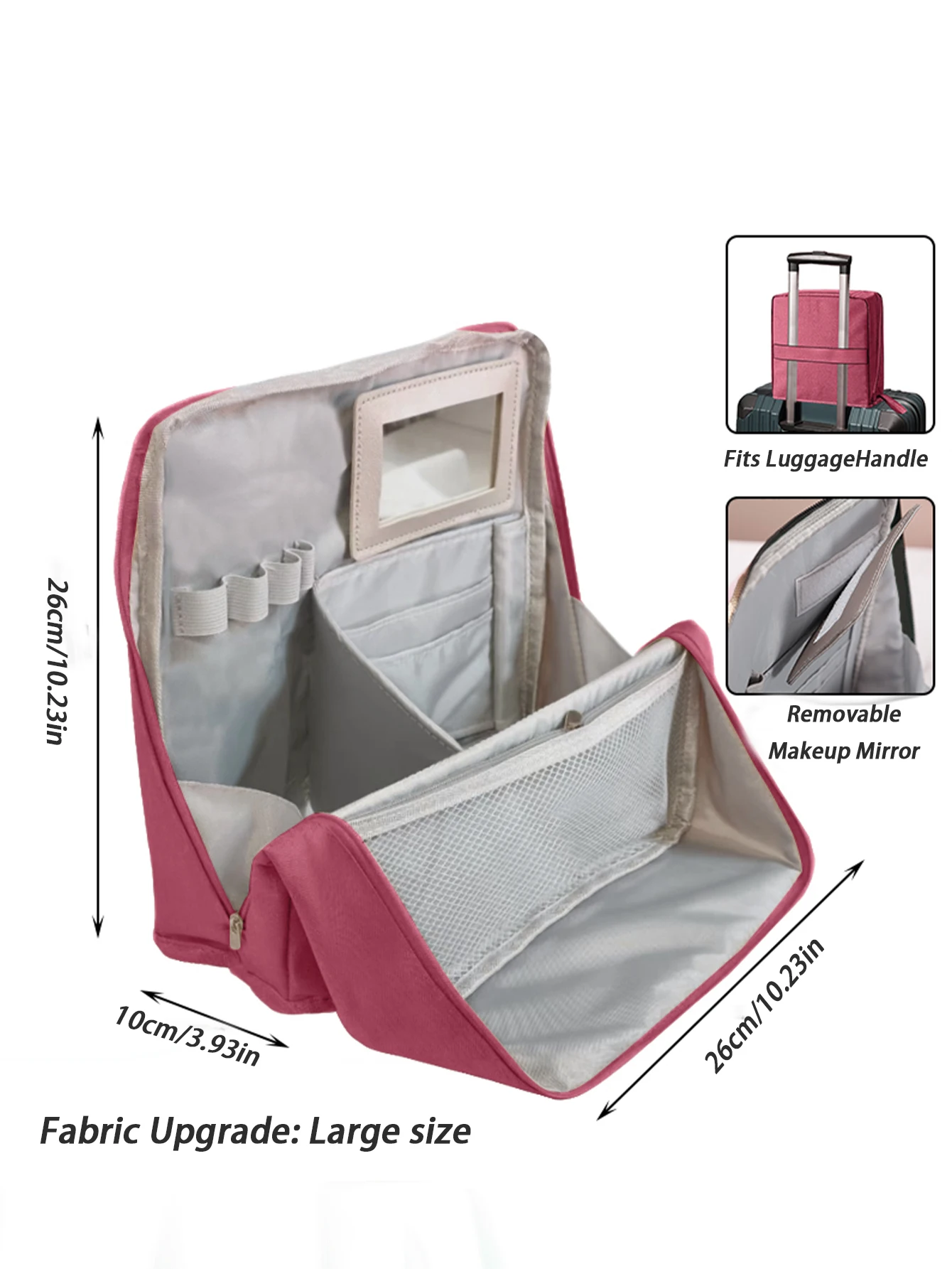(rojo) Bolsa De Maquillaje Vertical De Gran Capacidad, Bolsa De Tocador, Bolsa De Almacenamiento Portátil Y Práctica Multifuncional